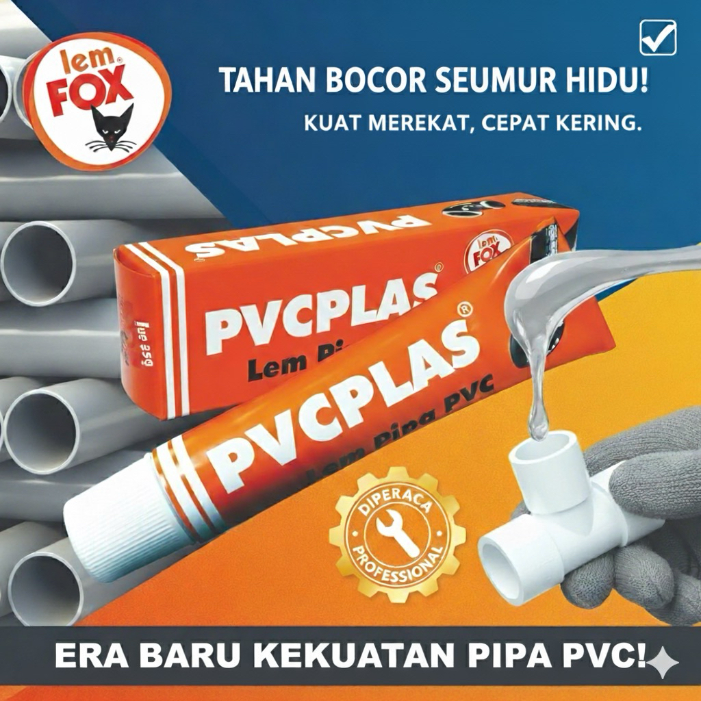 Lem fox PVCPlas | Lem Pipa kuat bening anti bocor | Lem paralon