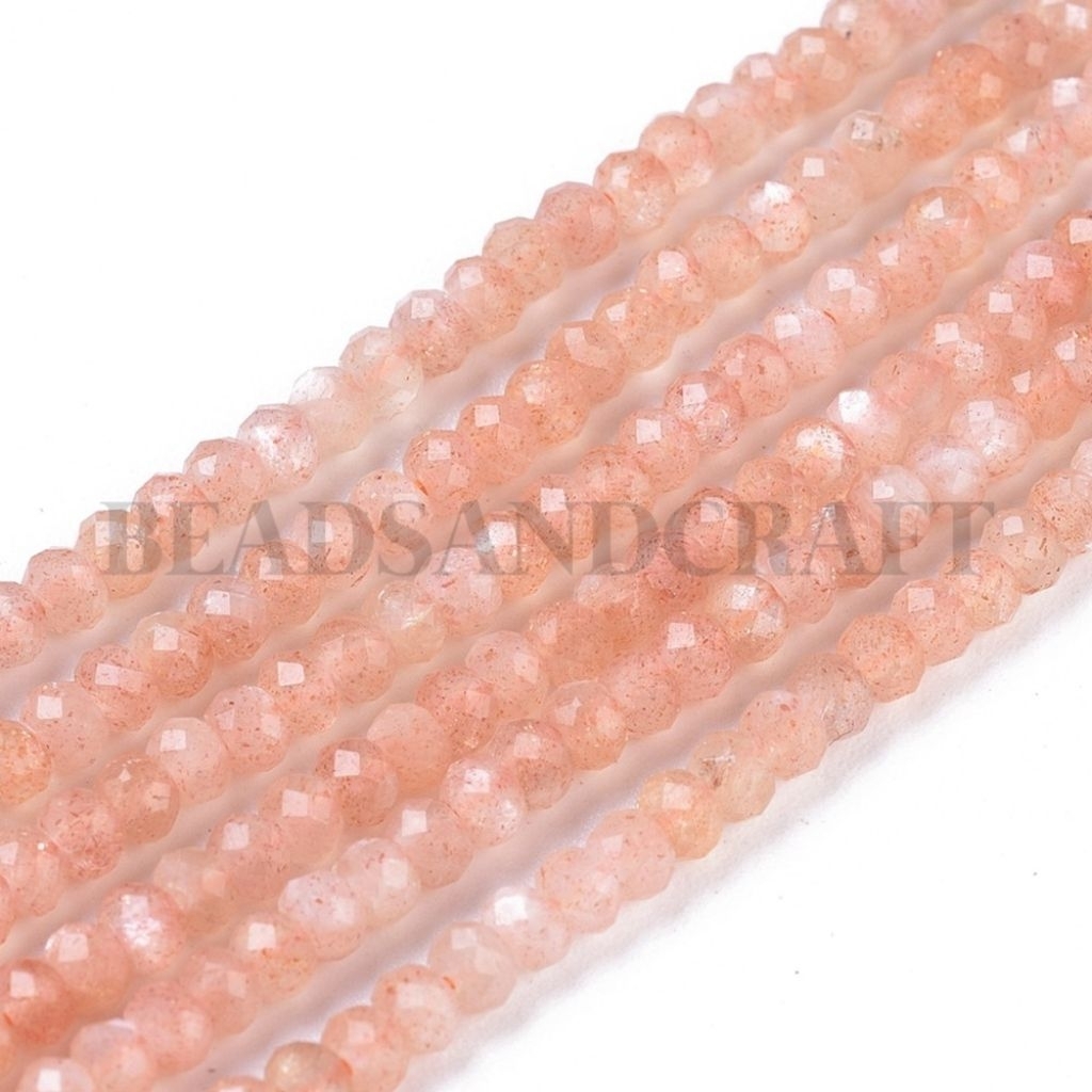 Natural Sunstone rondelle faceted beads | manik batu alam sunstone