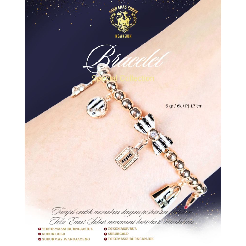 Gelang rantai model pita 8k