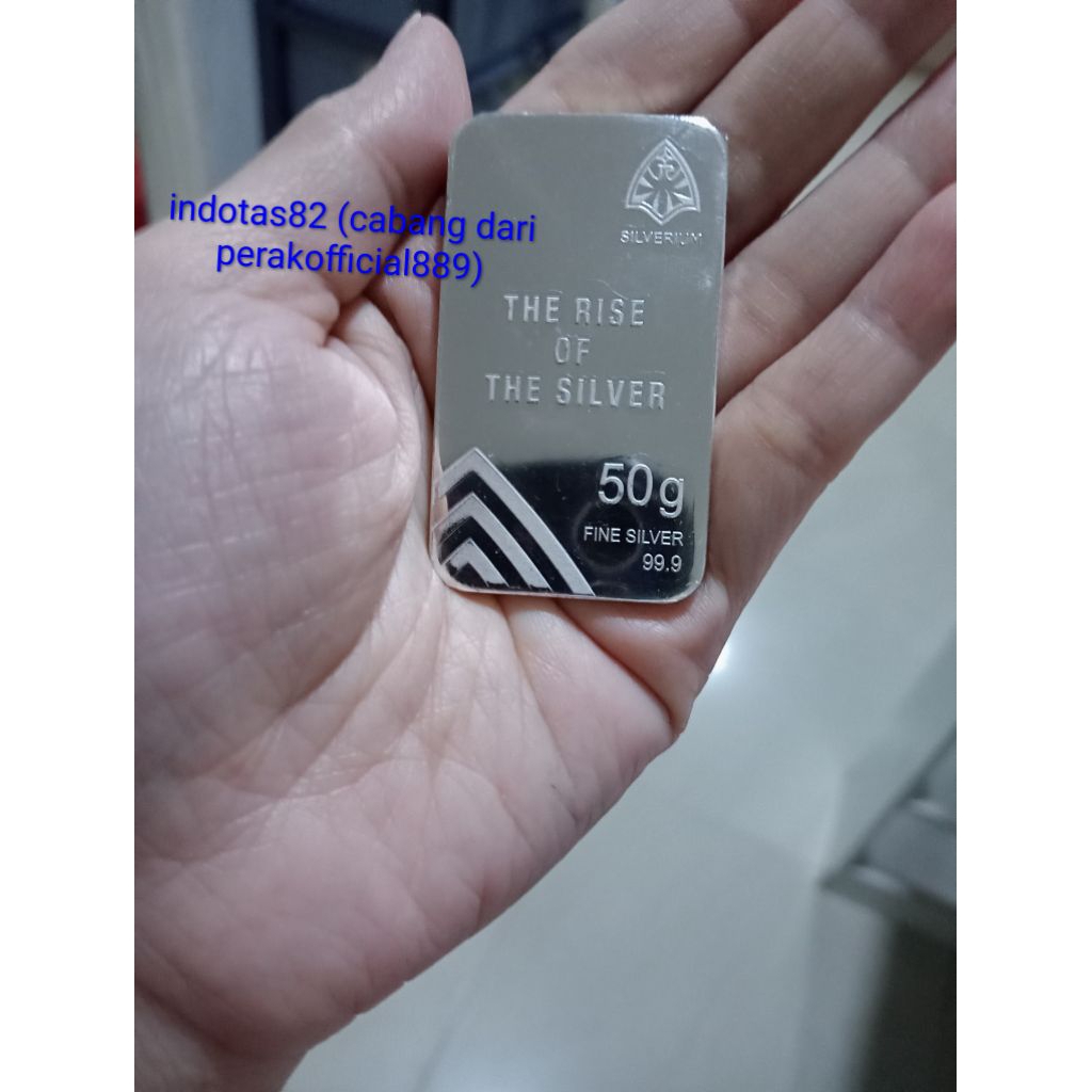 Perak Batang Silverium 50 Gram Fine Silver Kualitas Terjamin Kadar 999,9 % Ready No Po Po