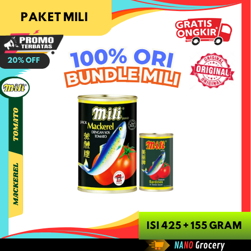 Paket Sarden Mili 425 Gram + 155 Gram | Bundle Sarden Mili Mackerel Sardines ORI