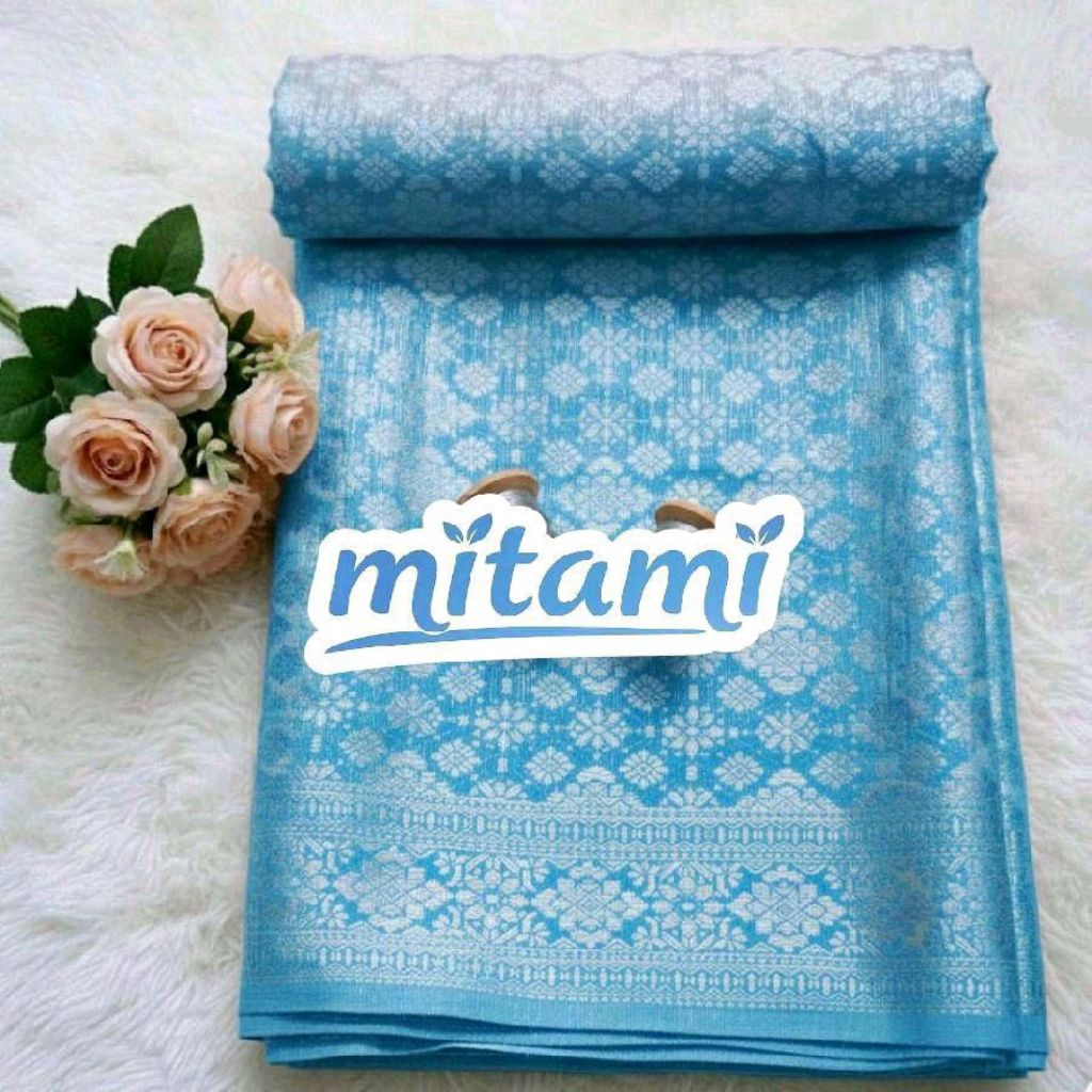 Kain Songket Premium Bahan Baju Kurung Kebaya Pesta Motif Bunga Cantik (Harga Kain Per½ Meter)