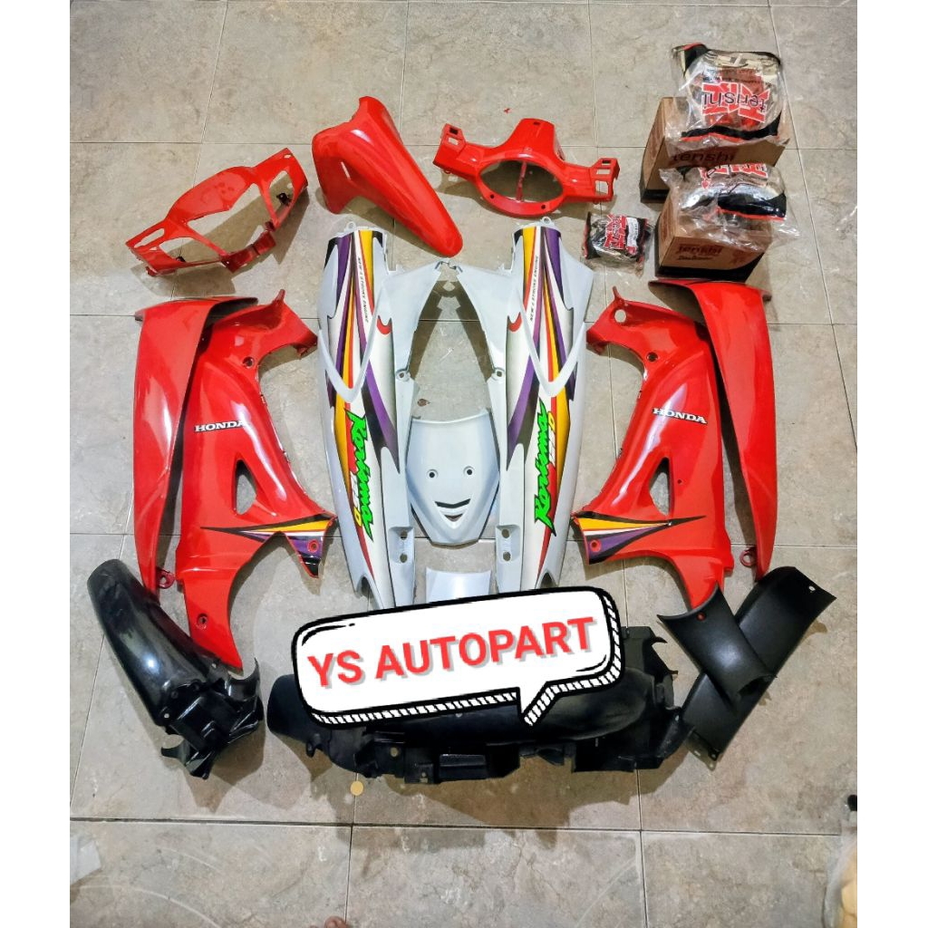 COVER BODY KARISMA 125 D FULLSET COVER BODY HALUS KASAR KARISMA X/D 125 MERAH PUTIH