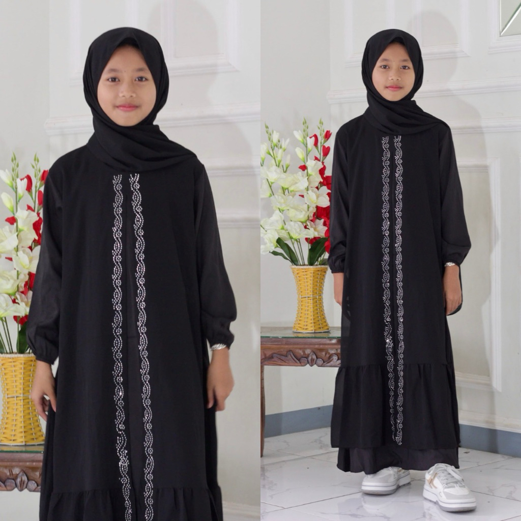 Gamis Anak Perempuan RHsidqiah Dress Ceruty Swarovsky | gamis muslim perempuan bahan ceruty armani