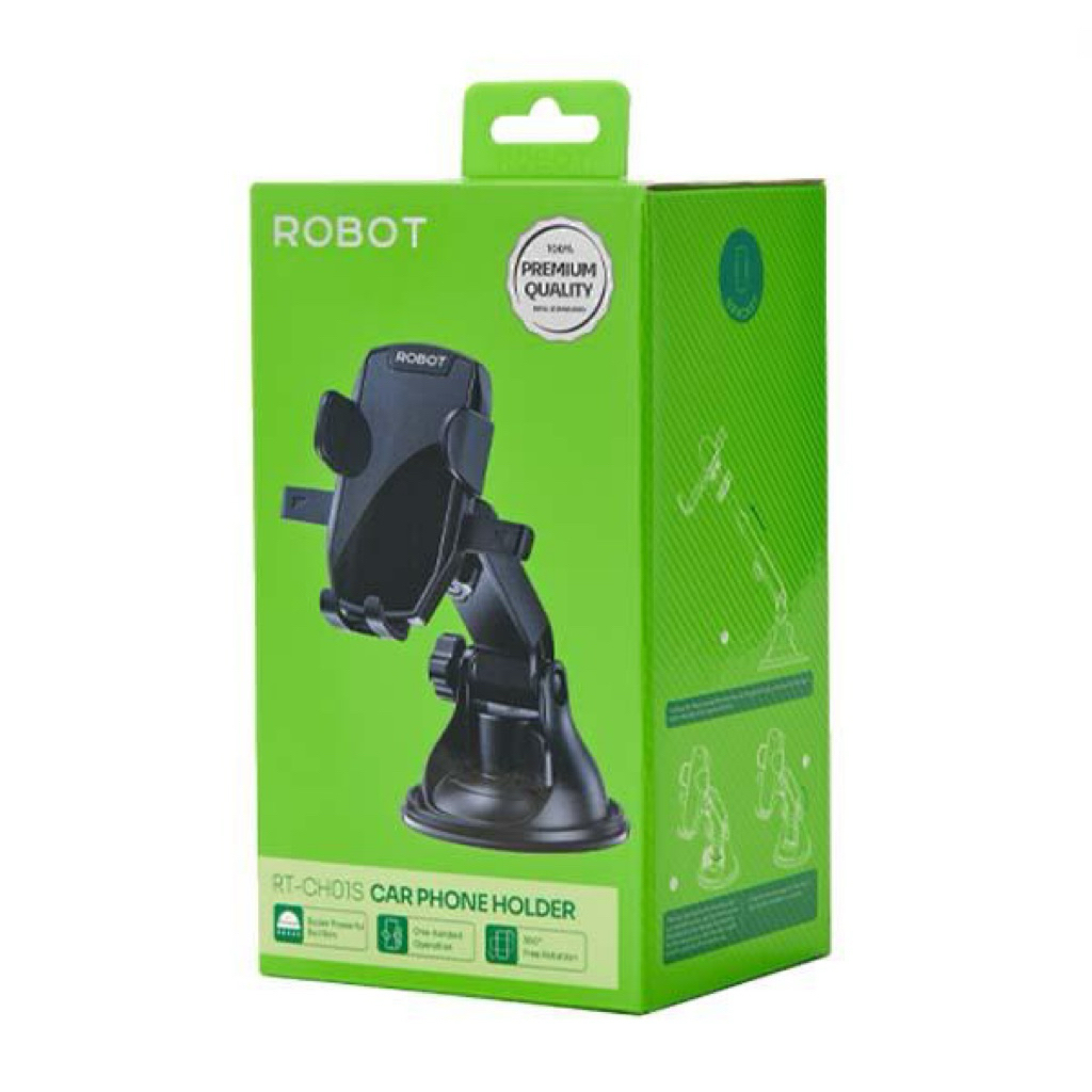 ROBOT RT-CH01S Black Car Holder hp Mobil Dashboard Car Holder Hp mobil Kaca Grosir Car Holder Hp mob