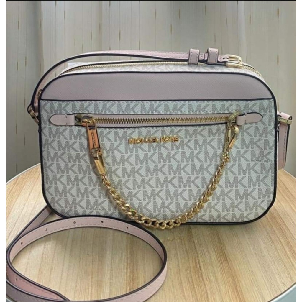 Tas Wanita M K Jet Set chain xbody signvanilla pink