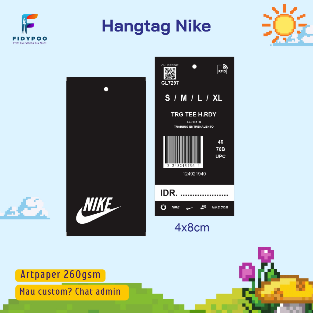 Hangtag Nik3 // Label Nik3 2sisi // Hangtag branded