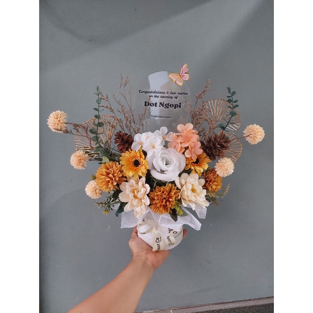 bunga meja, blooming flower, blooming balon, buket balon, welcome balon, opening store, buket pembuk