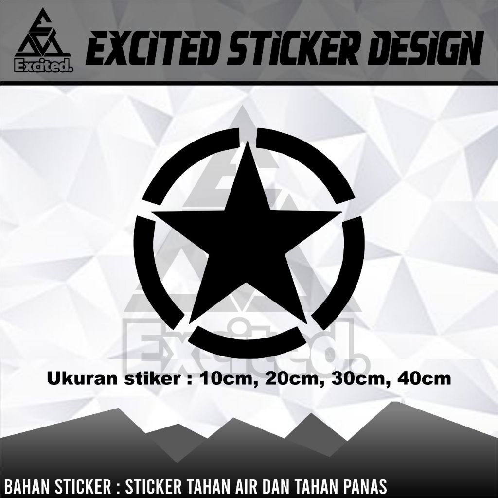 STIKER CUTTING BINTANG KAP DAN PINTU MOBIL
