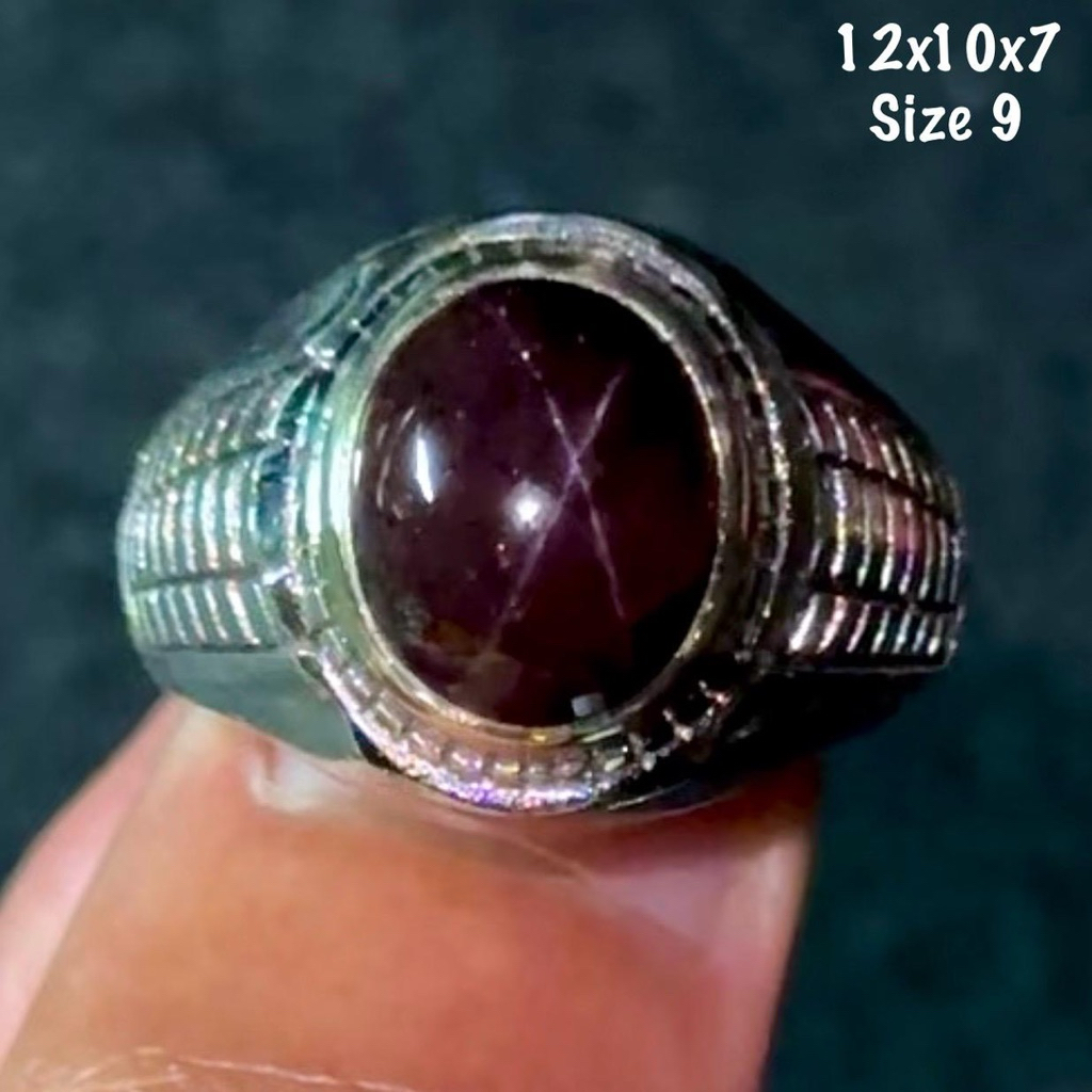 Cincin Batu Akik Natural Garnet Star (asli alam)