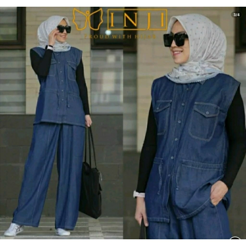 YOONA SET KULOT ROMPI DENIM ORIGINAL BY INJI