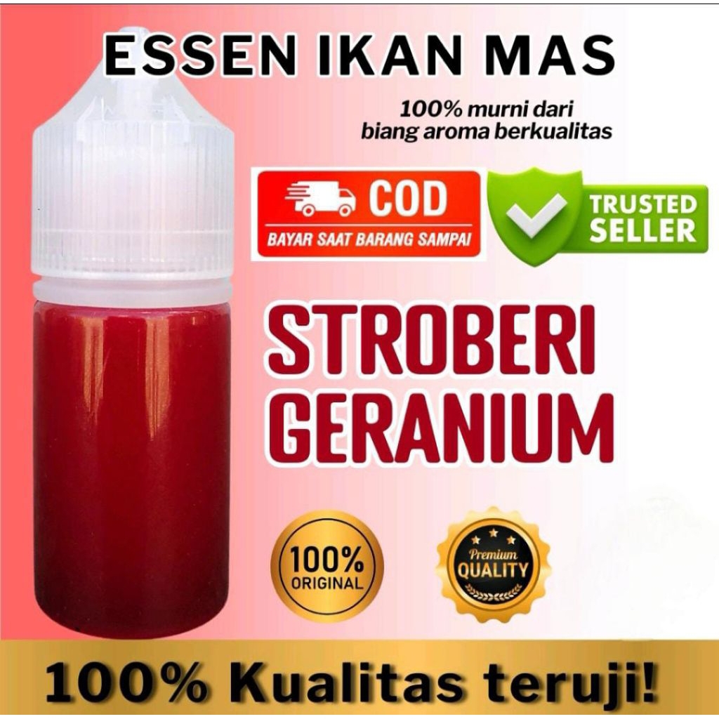 Essen ikan mas paling gacor aroma Strobery granium  Essen ikan mas amis wangi, esen ikan mas indukan