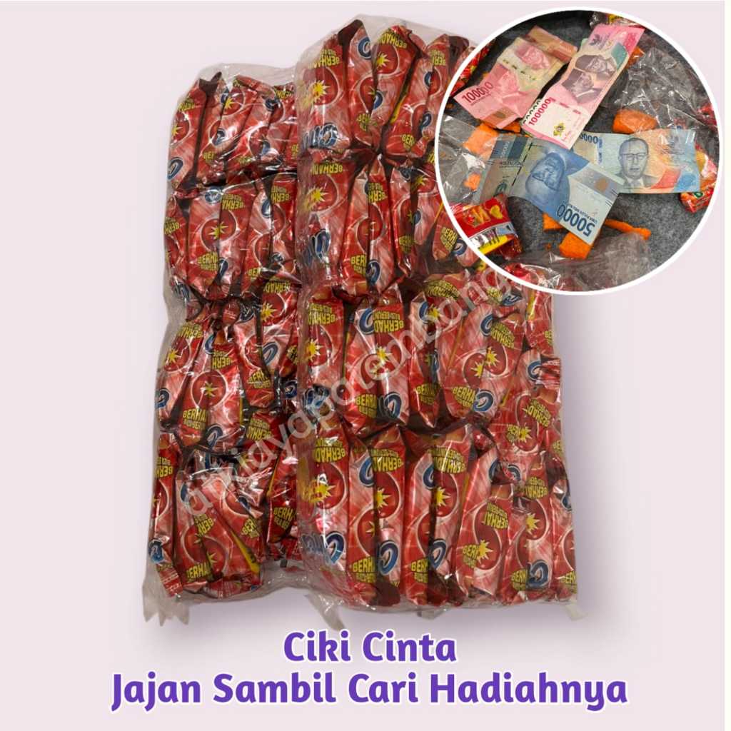 (Free Packing Kardus) snack cinta stik berhadiah uang dan emas jika beruntung isi 20 bungkus/pcs