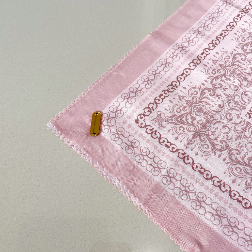 HAWANA ID | VOAL MOTIF TRYSPAN ULTRAFINE | ZAINA SERIES PASTEL PINK | HIJAB SEGI EMPAT