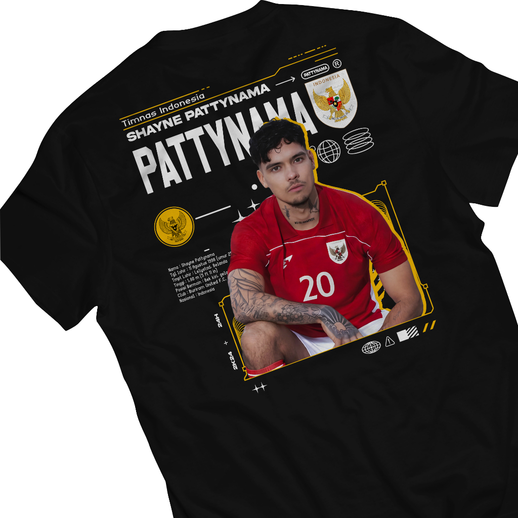 Baju Kaos Shayne Pattynama Timnas Indonesia Streetwear New Series Combed 30s Official Pemain Timnas 