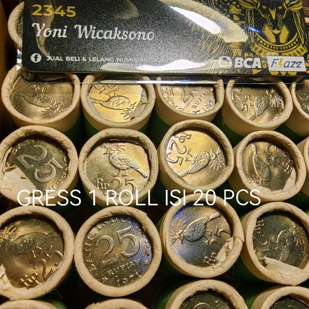25 rupiah nikel 1971 roll isi 20 pcs ORY ASLI GRESS
