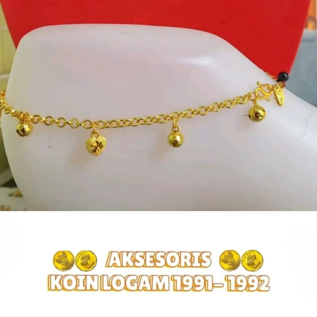Gelang Kaki India Dari Bahan Koin Asli Lapis Emas 24K