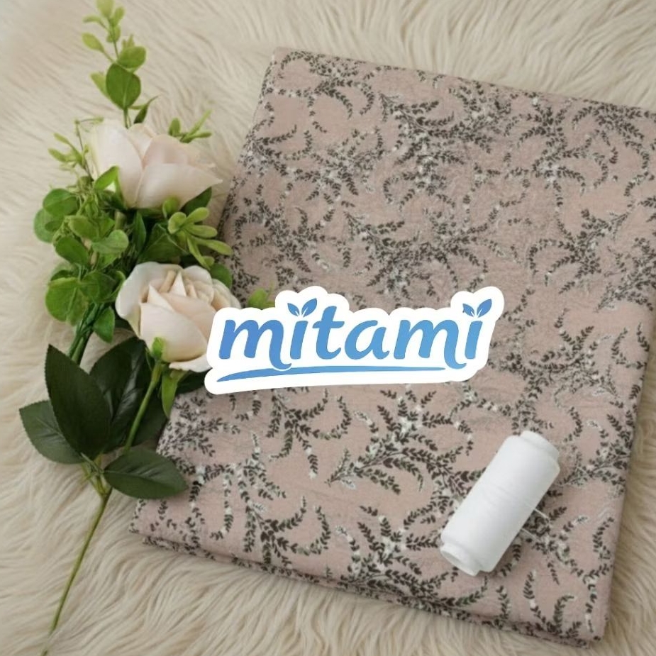 Kain Sifon Sutra Motif Daun / Kain Sifon Sutra Meteran (Harga Kain Per½ Meter)