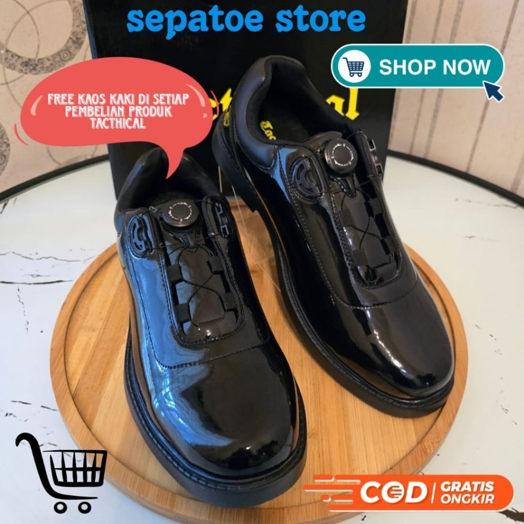 SEPATU PDH KILAP TALI PUTAR TACTICAL KULIT ASLI SEPATU PDH TALI PUTAR TACTICAL SEPATU PDH PRIA HITAM