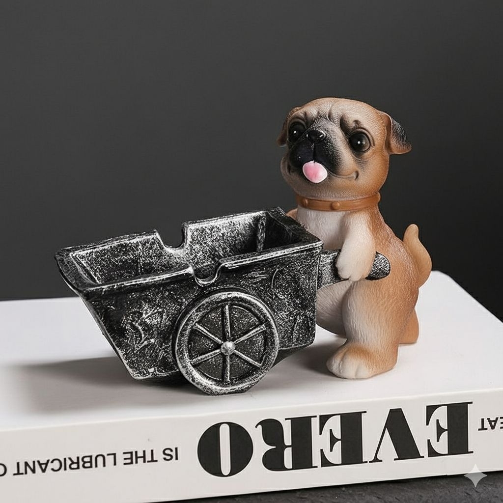Asbak rokok patung hewan anjing lucu unik dekorasi ornamen resin pitbull ashtray