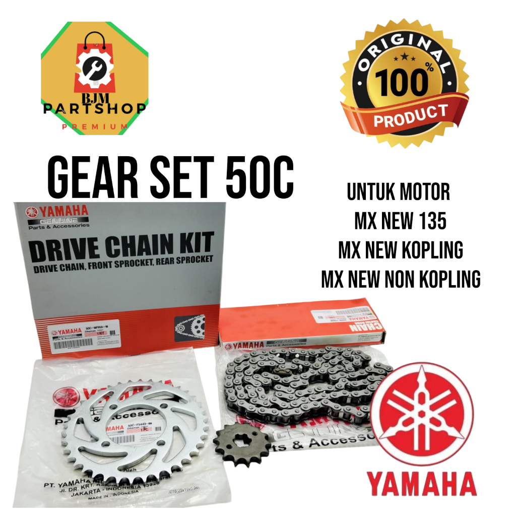 GEAR SET ORIGINAL YAMAHA_50C-MX NEW 135, MX NEW KOPLING, MX NEW NON KOPLING_100%ORIGINAL YAMAHA