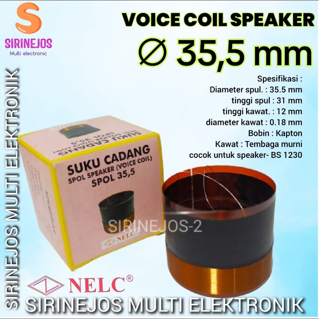 SPUL SPOL SPOOL SPEAKER Voice Coil 35.5 mm Nelc