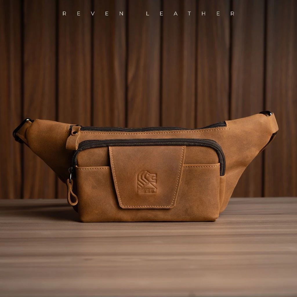 Reven Leather Mahameru Waistbag - Tas Selempang Pinggang Pria Kulit Sapi Asli Crazy Horse 100% Origi