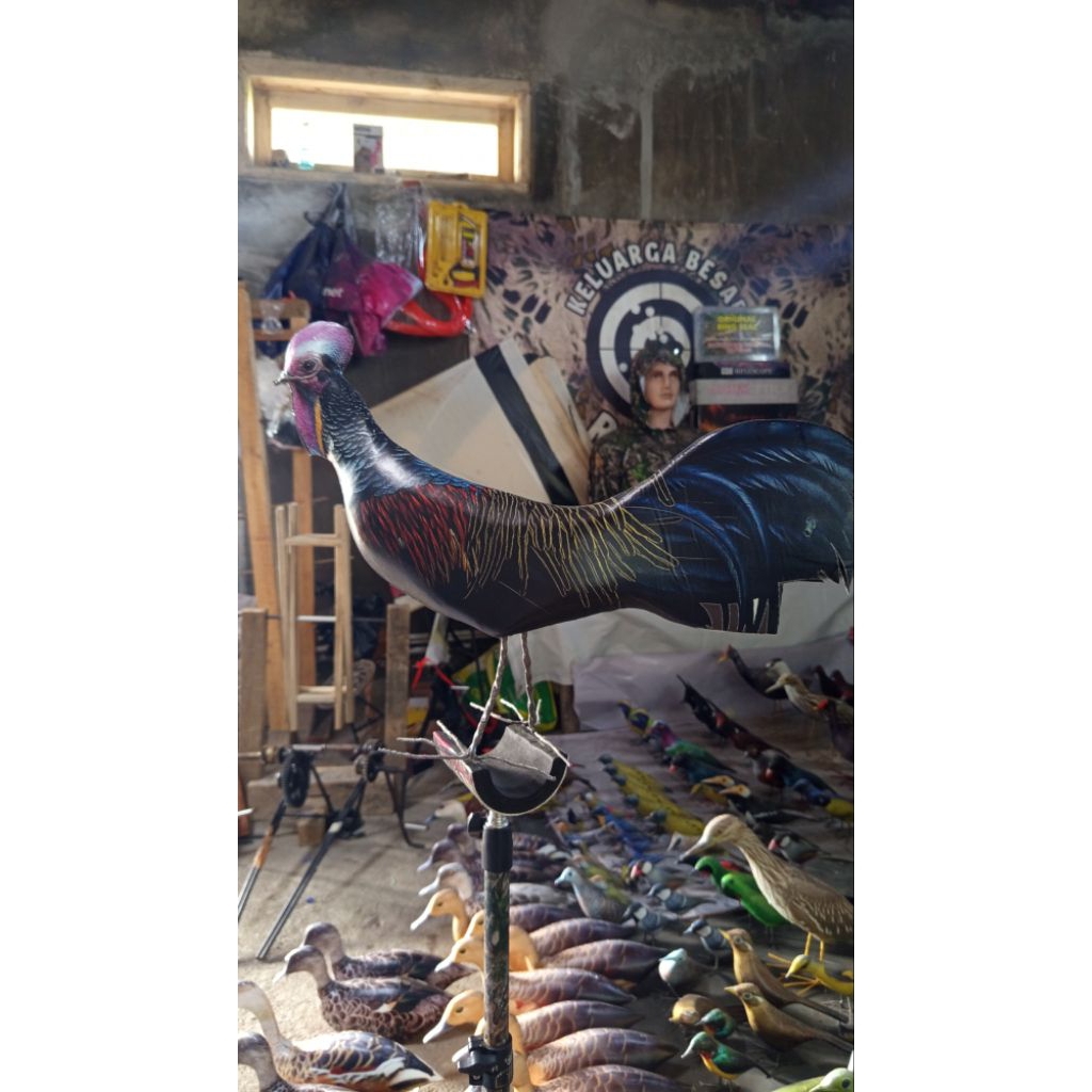 patung jantan ayam hutan hijau jantan jontrot ayam jantan cawehwer dekorasi taman ayamhutan bonela h