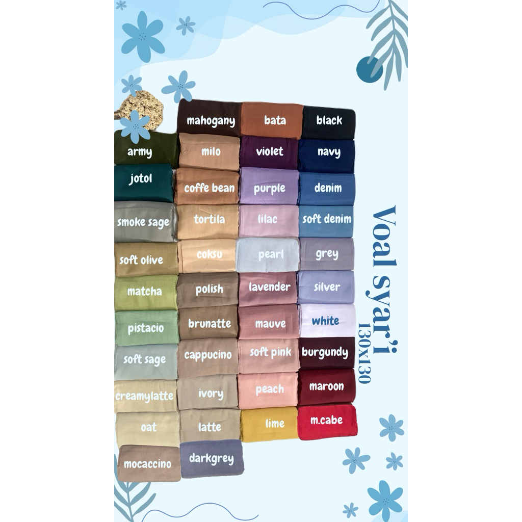 voal polos syar’i 130cm x 130cm || jilbab segi4 polos