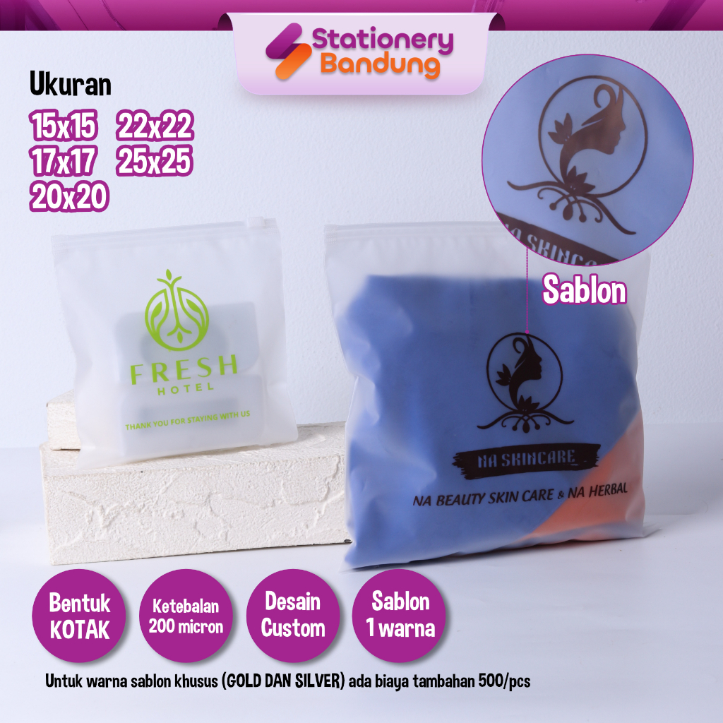 Zipper Bag Custom Desain Sablon Transparan Doff kotak Organizer Plastik Penyimpanan Ziplock