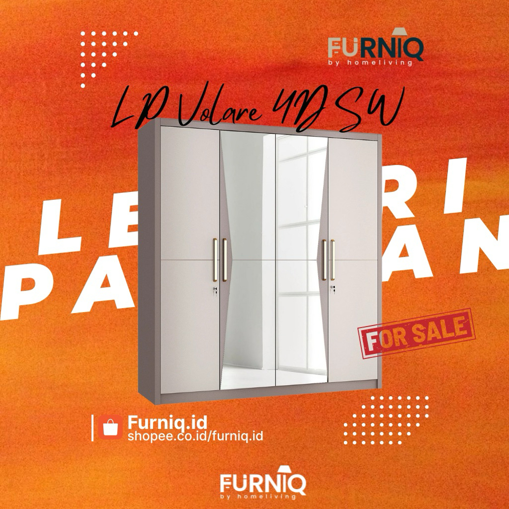 FURNIQ.ID - Lemari Pakaian LP Volare 4D SW / Lemari LP Volare 4 Pintu Swing / Lemari Baju Volare 4D 