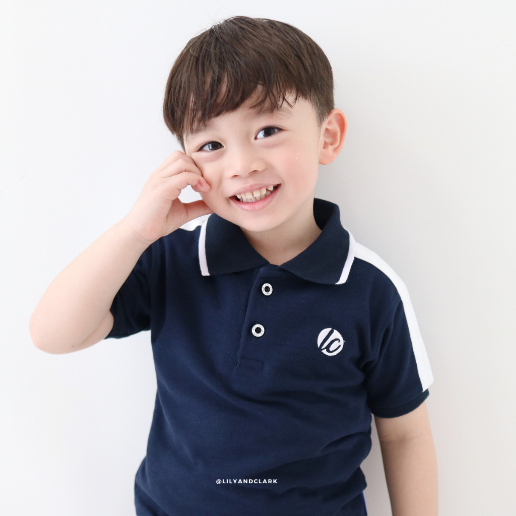 LILY AND CLARK Kaos Polo Anak Keren5 Warna Navy dengan list Putih KK18-NAVY
