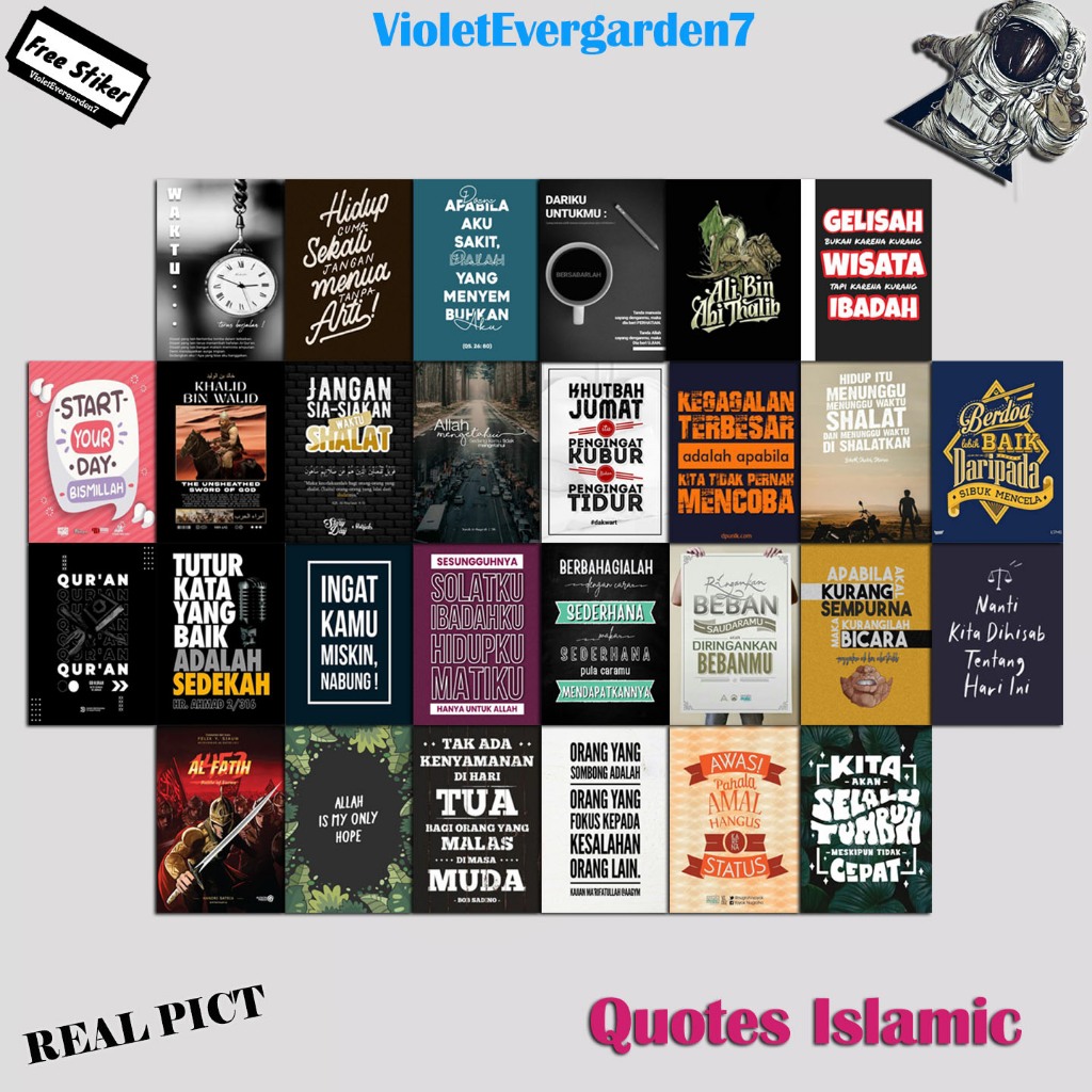 POSTER TEMPEL QUOTES ISLAMIC/ HIASAN DINDING KAMAR AESTHETIC/ GAMBAR REAL PICT/PRODUK HIASAN DINDING
