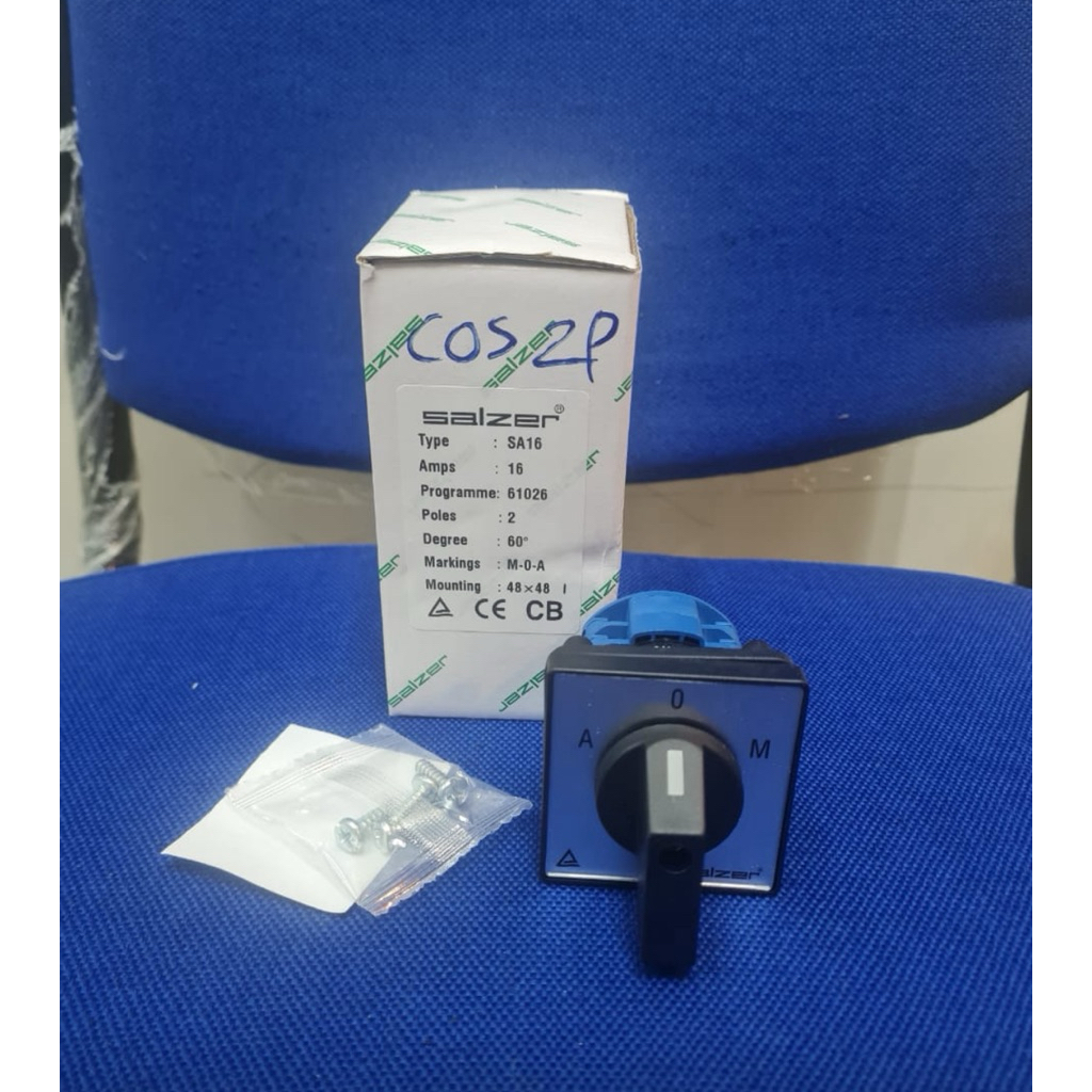 SA16-3-2 SALZER SELECTOR SWITCH 16A 3 POSISI 2 POLE SALZER SA16-3-2 (M-O-A) New Ori