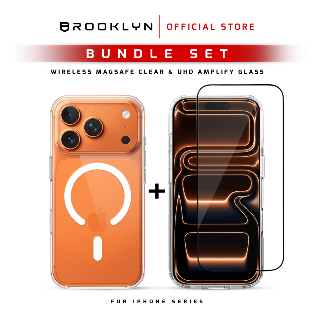 [Paket Bundling] Brooklyn Case + Tempered Glass Anti Reflective Casing Slim Clear CA14 iPhone 17/16/