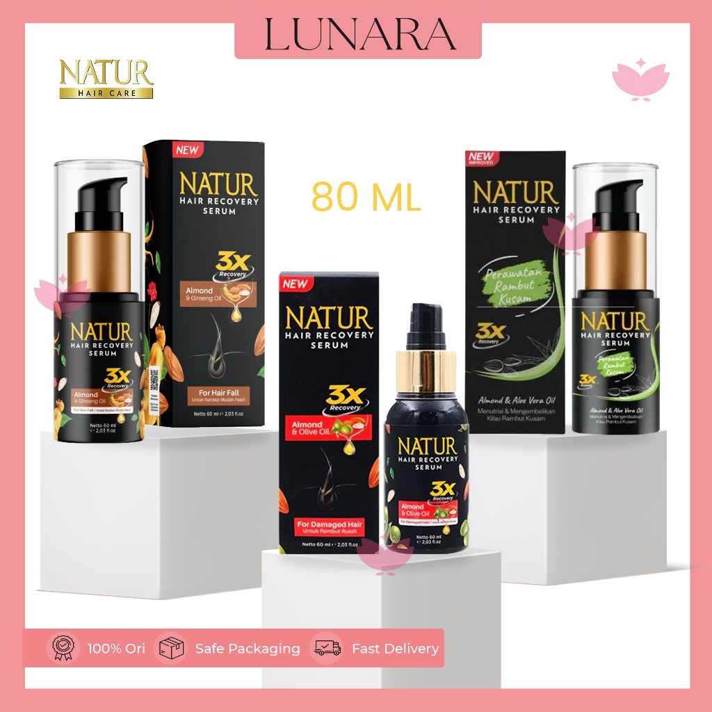 Natur Hair Vitamin Serum 80ml - Vitamin Rambut Rusak Kering & Bercabang BPOM