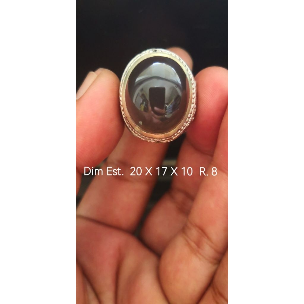 Cincin batu akik Anggurr Hitam / Black Kalsedon BUKAN Bacan kalimaya pirus ruby safir pandan ijo gar