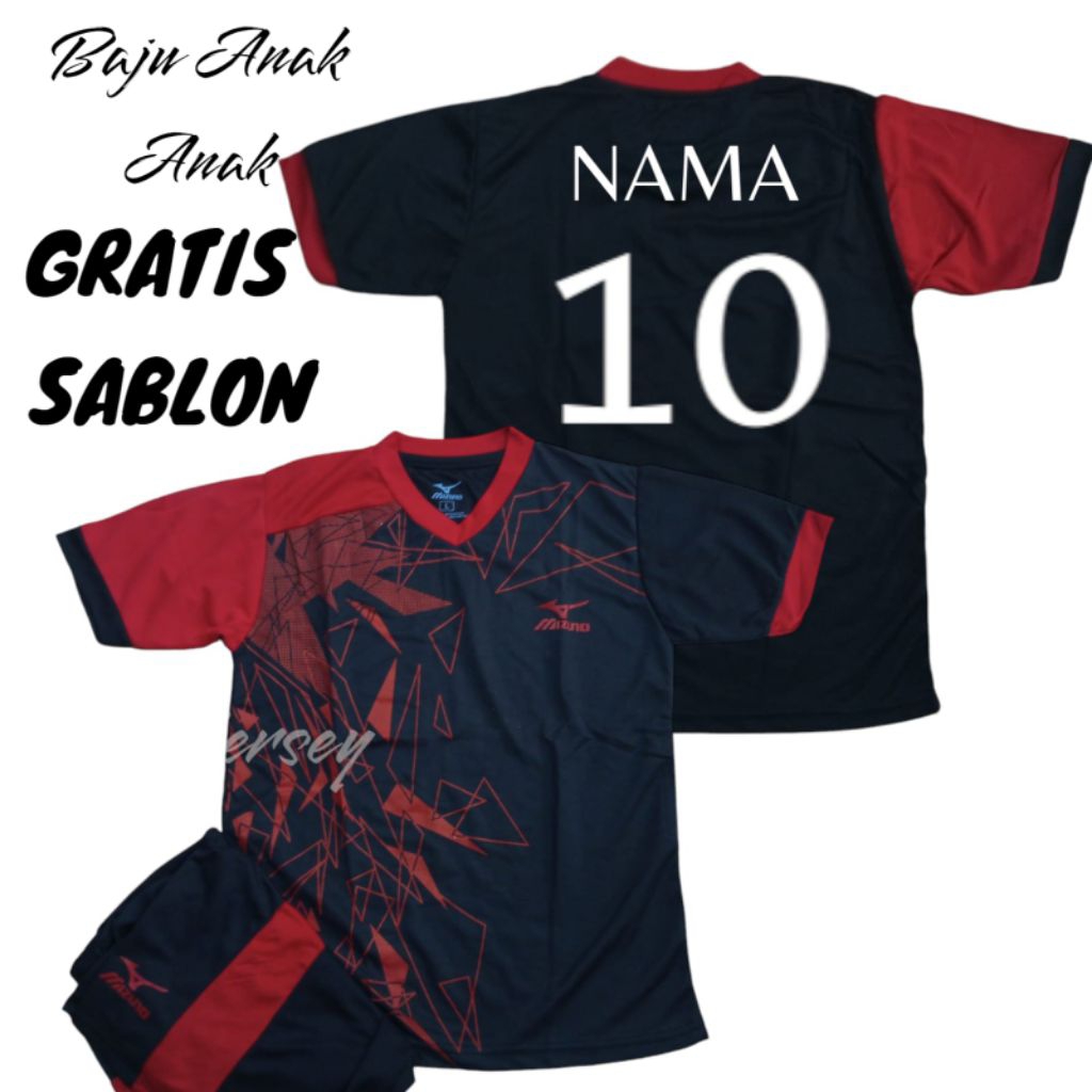 (CUSTOM GRATIS SABLON ) JERSEY setelan baju bola futsal anak usia 5- 13 tahun cowo cewek