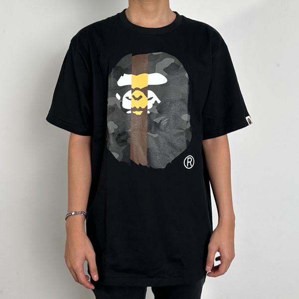 Kaos BAPE BIG HEAD CAMO TRICO GREY BLACK TSHIRT 100% ORIGINAL