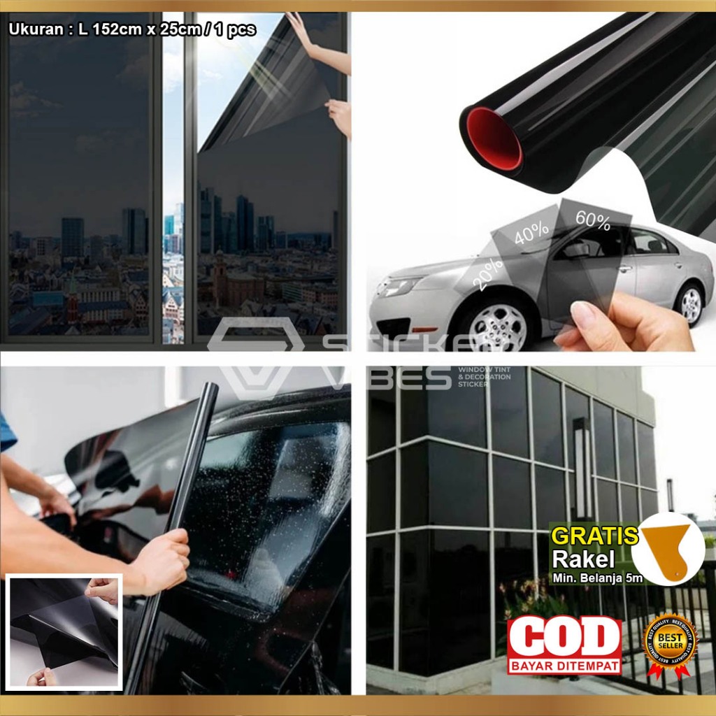 Sticker Kaca Film Jendela Rumah/Gedung/Kantor Kaca Film Riben