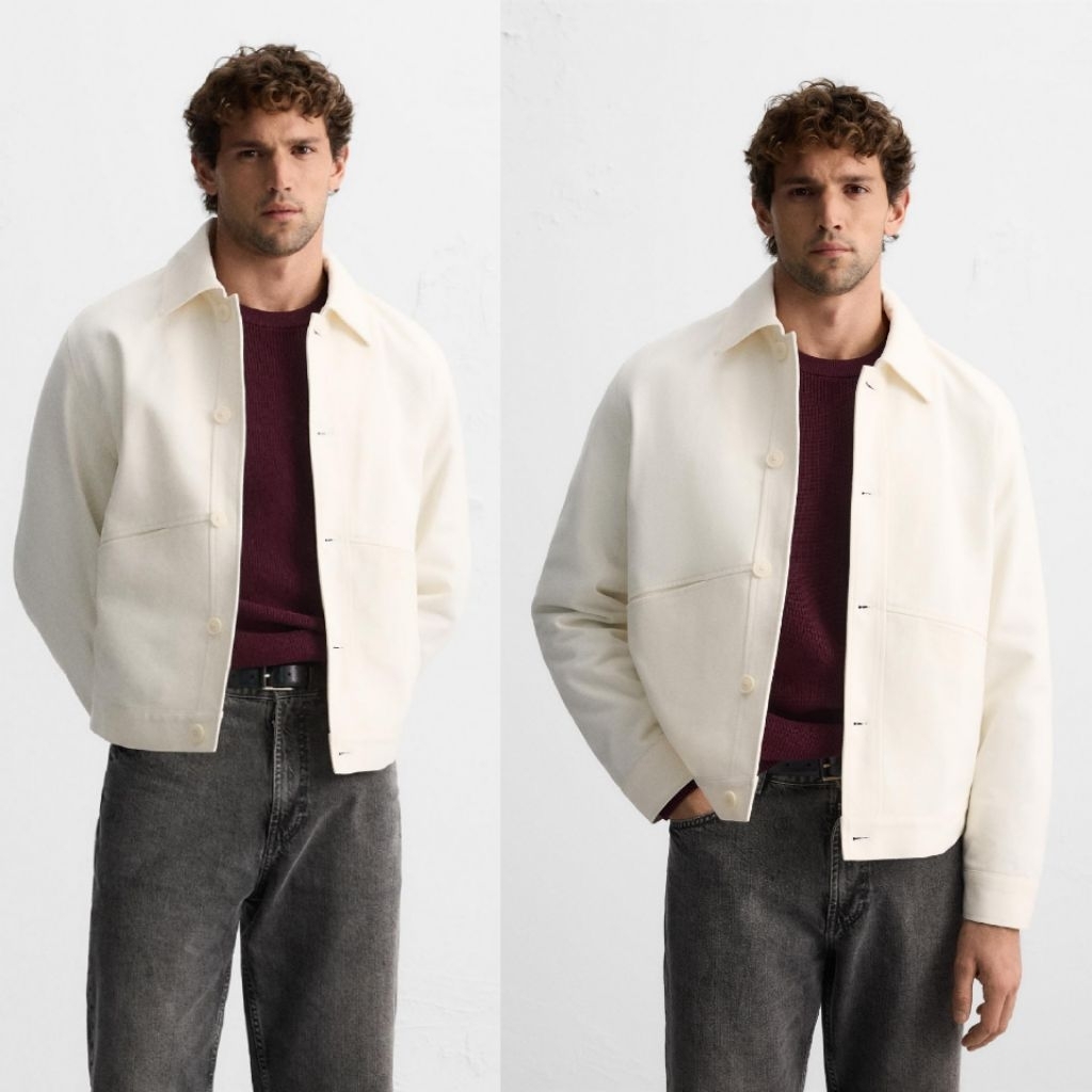 ZARA MAN JAKET OFF WHITE BARU ASLI ORIGINAL