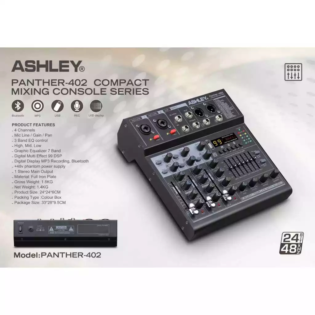 Mixer ASHLEY Panther-402 4Channel / Mikser Ashley Panther 402 Effect 99DSP Original