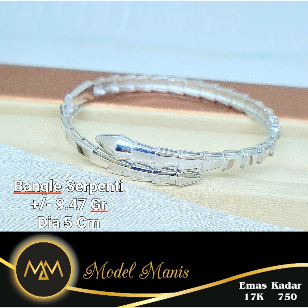 Model Manis Gold - Gelang Serpenti Snake Putih - Emas 17k  750