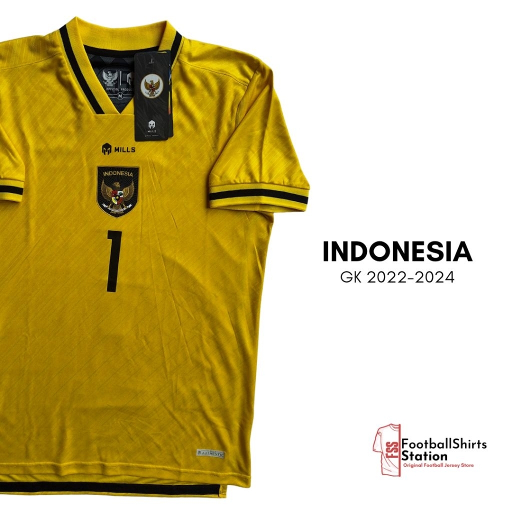 Jersey Timnas Indonesia GK Away 2022-2024 Player Issue Size M Nameset Riyandi Original Mills