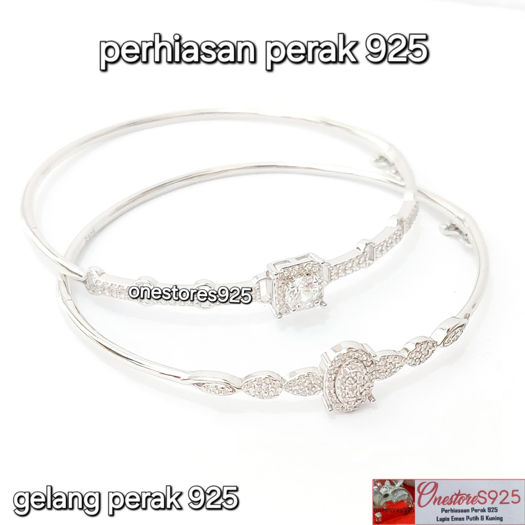 GELANG BULAT WANITA PERAK 925 LAPIS EMAS PUTIH