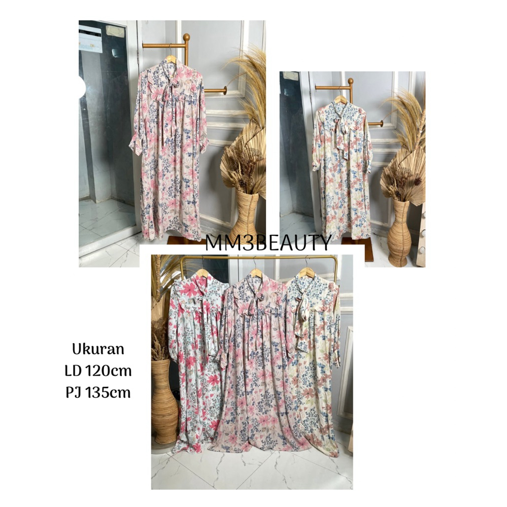 NARA GAMIS MOTIF KERAH TALI / gamis lebaran terbaru / gamis premium