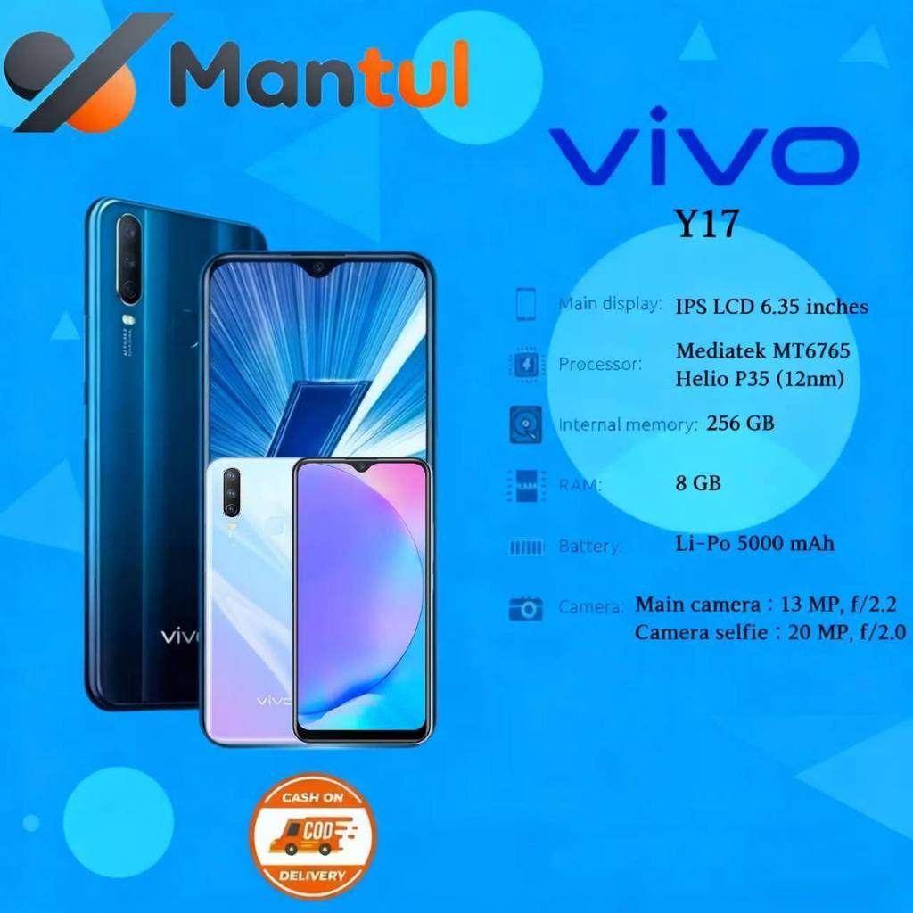 Terkait HP VIVO Y17 RAM 8/256GB 4G VIVO Y93 RAM 6/128GB LET 6.35 inches Dual SIM 20MP+13MP garansi