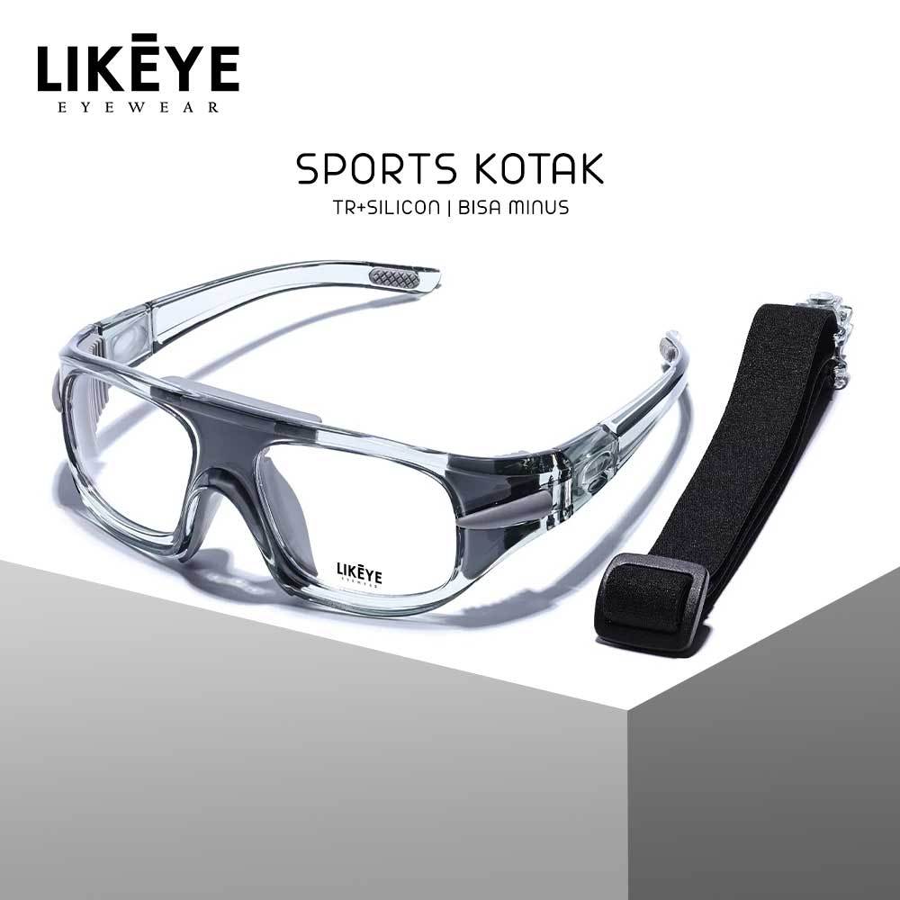 Likeye Kacamata Olahraga TR90 Kokoh Sport Basket 2in1 Free Strap dan Gagang Bisa Minus Antiradiasi P
