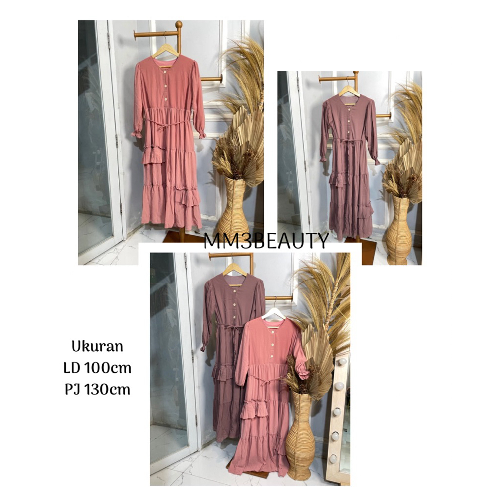 YUNA MM3 GAMIS CERUTY POLOS / GAMIS CERUTY MODEL UMPAK / Gamis lebaran kekinian