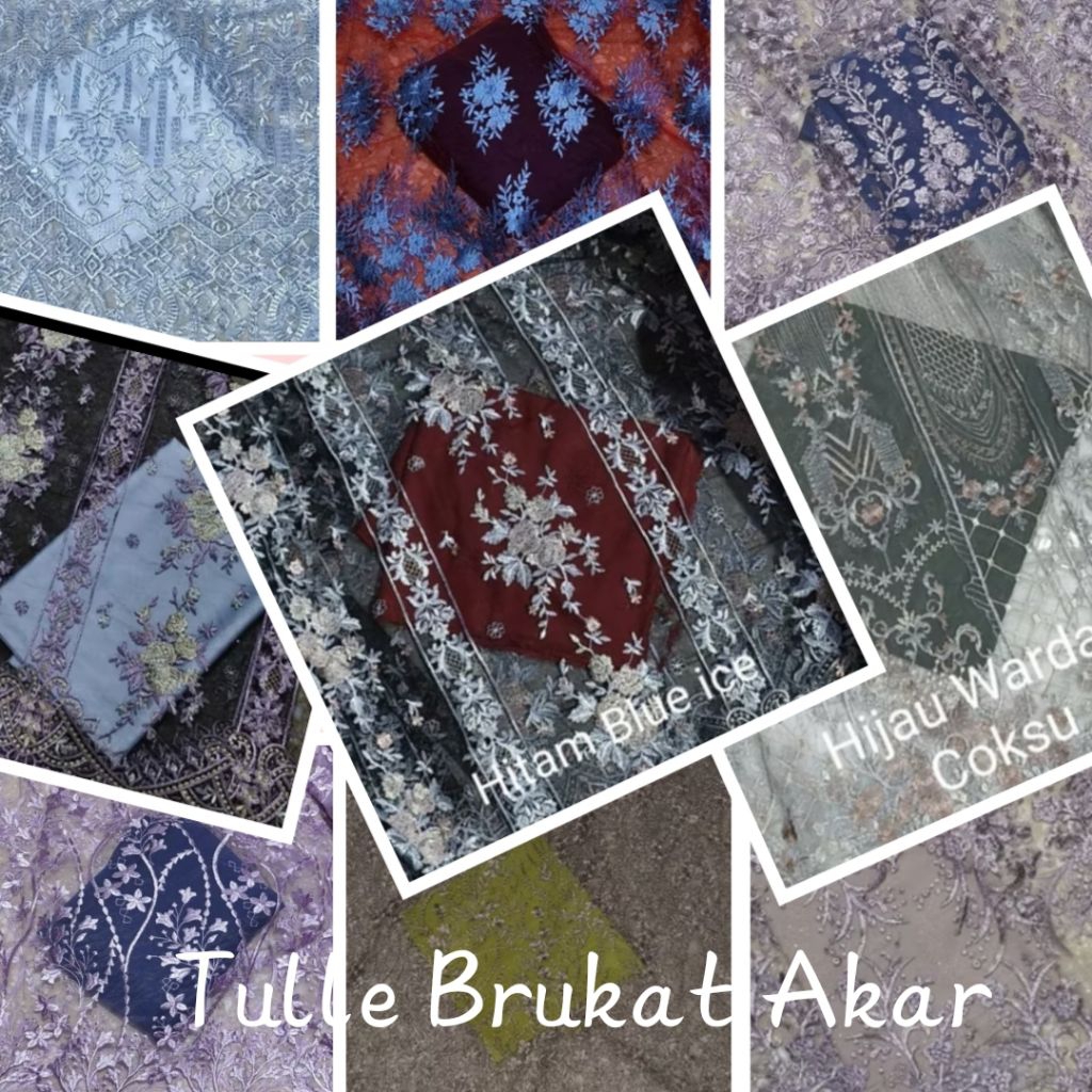 Kain Tulle Brukat Motif Bunga Meteran
